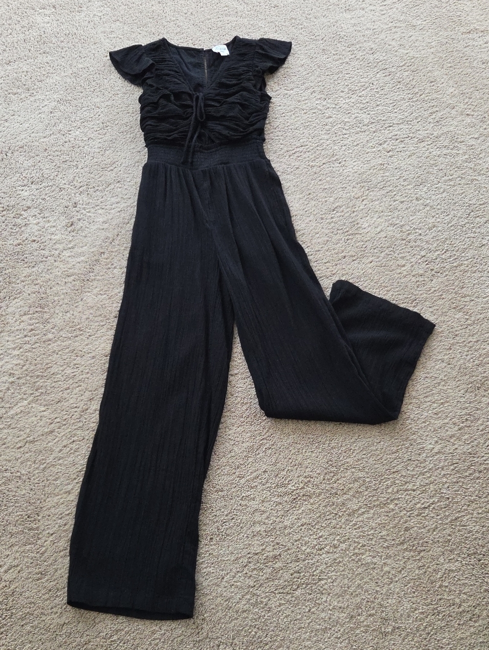 NWOT LOFT Black Ruffled Bodice Wide-Leg Jumpsuit